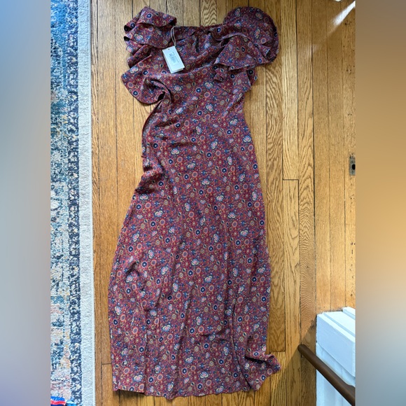 DÔEN Beatriz Floral Silk Maxi Dress in Rouge Riviera Medallion - Size XS - NWT - Picture 5 of 6